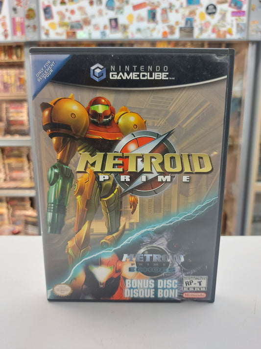 Metroid Prime w/ Echoes Bonus Disc Nintendo Gamecube Complete in Box CIB