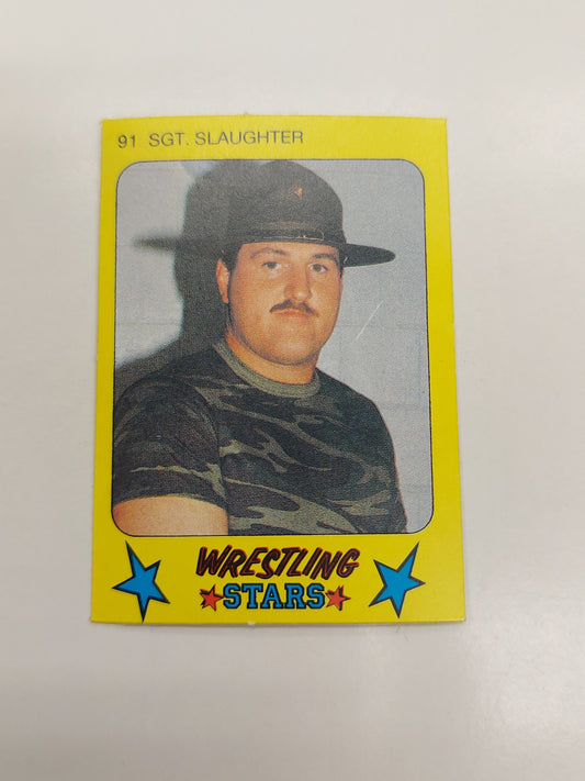 1986 Monty Gum Wrestling Stars Sgt Slaughter Trading Card #91 WWF AWA WCW WWE