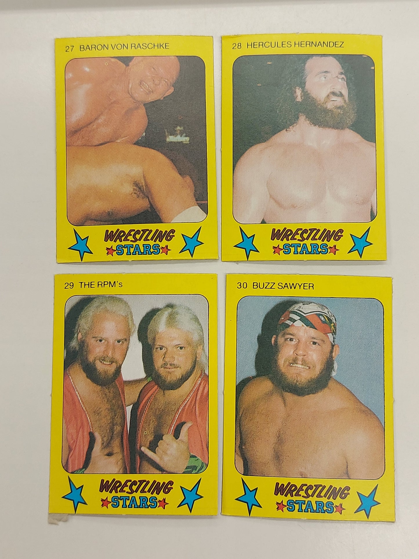 1986 Monty Gum Wrestling Stars The RPM's Buzz Sawyer Hercules Hernandez Baron Von RaschkeTrading Card #27 28 29 30 WWF AWA WCW WWE